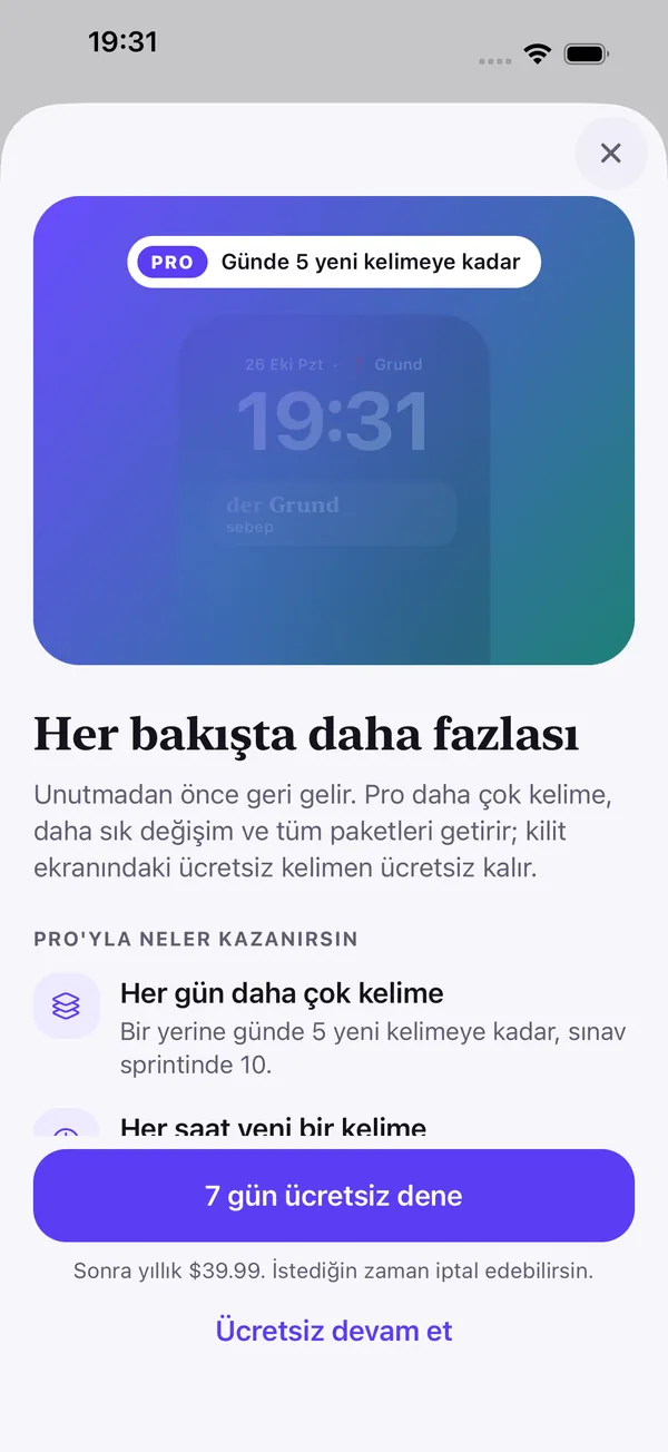 Lockling app screenshot: Pro, only if you want more
