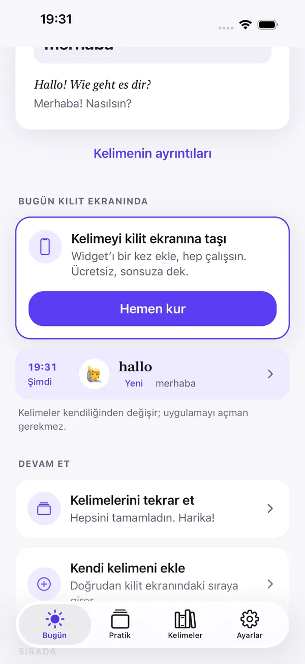 Lockling app screenshot: Words change on their own